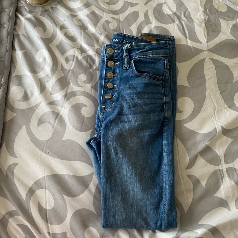 AE button front next level stretch jeggings